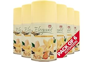 AFS ELEGANT Elegant Automatic Spray – Fragrance: VANILLA – 6-Pack – Size: 300ML| Air Freshener Spray REFILLS| Odour Neutraliser for Bathroom, Offices & Home| Perfumed Spray For Dispenser, ESSENTIAL OILS