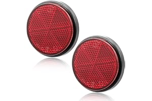 AGRISHOP 2x Catadioptrico Remolque, Remolque Catadioptrico Adhesivo,Reflectors Rojo para Remolque,Ø60mm,Catadioptrico Moto Homologado para Caravana Bicicleta Coche(Redondo/Adhesivo/Rojo/2x)
