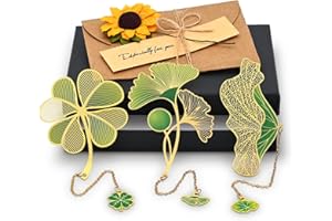 Eucomir Metal Marcapáginas Pendant Bookmark,3 Piezas Leaf and Flower Punto de Libro, Marcapaginas Personalizado Set es un Regalo Práctico y Creativo para Maestros,Lectores, Estudiantes,Amigos,Verde