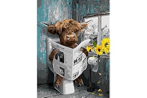 PUJEKNM DIY Paint by Numbers for Adults-Highland Cow Canvas Oil Painting Kit for Adults,Animal Craft Art Painting Kit Acrylic Pigment Drawing Paintwork for Gift Home Wall Decor 12x16inch (without Frame)