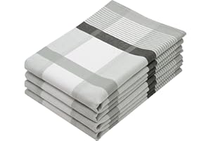 ZOLLNER 4 strofinacci in cotone 50x70 cm - canovacci assorbenti e di lunga durata - lavabili a 60°C - a quadretti grigi - qualità come nella cucina dei ristoranti - certificato OEKO TEX ®