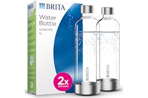 BRITA - Pack de 2 bouteilles en PET sodaONE (1L) - design élégant avec bouchon en acier inoxydable