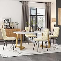 HAUSPROFI Esstisch Set 4 Stühle - Moderner Esstisch 140x80cm Mit Samtstühlen