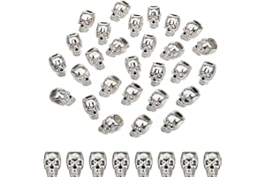 VORCOOL 30st Skull Spacer Perlen DIY Zubehör für Halskette Machen (Silber)