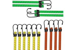 CAIJA-H 14pcs Bungee Cords with Hooks set 3 sizes （30CM 60CM 100CM）Heavy Duty Bungee Straps-Elastic Straps for Travel/Luggage Racks Camp/Multi-Purpose