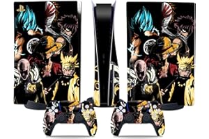 MaD Vision® Extra-Durable Skin Kit per PlayStation 5 (PS5) Disc | Set di Pellicole Adesive in Vinile Opaco per la Console e 2 Controller - per Anime Design