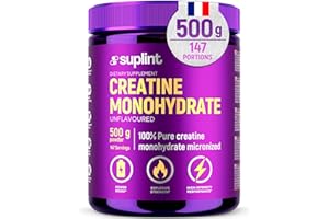 SUPLINT Poudre de créatine monohydrate 500 g – 147 portions – 100 % créatine monohydrate pure – Qualité micronisée – Vegan, Sans OGM – Complément sportif pour force, muscles & récupération (1 Pack)