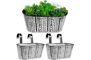 BOFUNX 2pcs Macetas de Metal Colgante con Soporte Extraíble Cubo Macetero Plantador con Gancho Doble Decoración Exterior Balcón Jardín Patio Pared Terraza para Flores y Plantas