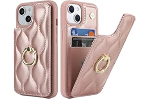 SailorTech iPhone 14 Hülle mit Kartenhalter für Frauen, iPhone 14 Handyhülle Ring-Ständer [Kartenfach] [Standfunktion] Niedliche und modische Tasche für iPhone 14-Roségold