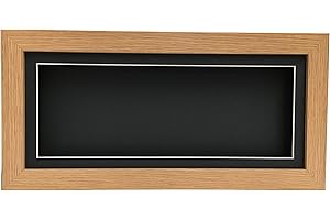 BOLDON FRAMING Oak Effect 3D 1" Cube Range Deep Box Shadow Frame Memory Box Display Case Medals Panoramic-16x6 inch-Black