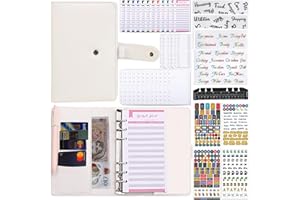 TAIAYERU Money Saving Wallet A6 Budget Planner Binder with Envelopes Cash Stuffing Wallet 100 Envelopes Money Saving Challenge Book Savings Binder Money Organizer for Cash-White