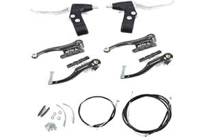 Prettyui Mountain Road Bike Brake Levers V Brake Set Front Rear Cables Kit Set Includes Callipers, Levers, Cables & All Fixings Black