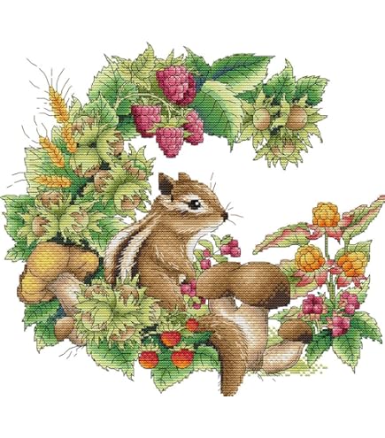 Awesocrafts Kreuzstich Set Vorgedruckt - 14CT Stickpackung Mit Stoff & Garn