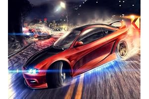 Bimkole Diamond Painting 5D DIY Diamant Peinture Voiture Course Rouge Bricolage Plein Forage Cristal Strass Peinture Décor à La Maison 30 * 40 cm(y5-642)
