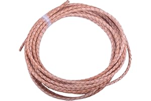 KONMAY 2 Yards 4.0mm Lederband Lederschnur Rund geflochten,Natur