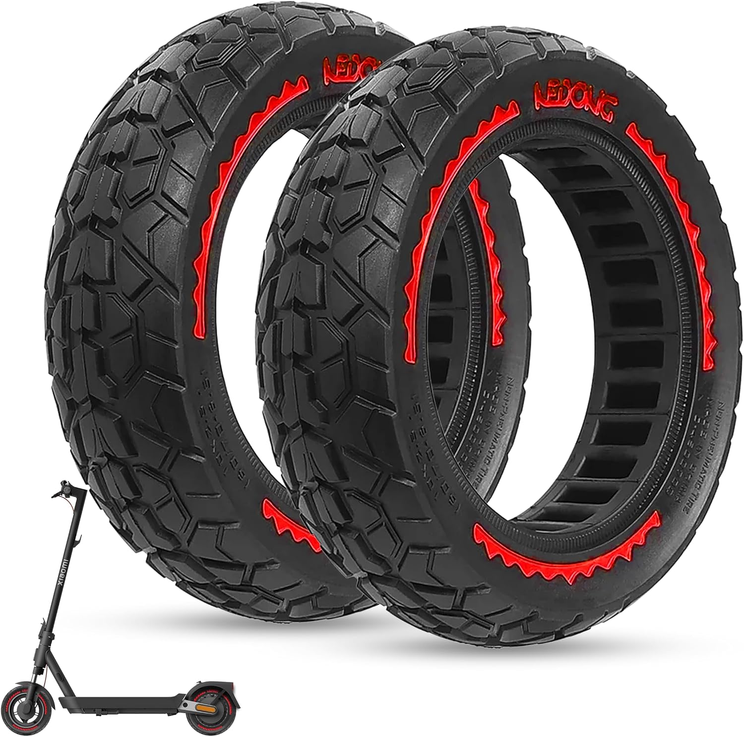 ANSENI Rueda Maciza 60/70-6.5,Neumatico 10 pulgadas 10x2.50-6.5, Rueda Antipinchazo para Patinete Eléctrico Xiaomi 5/5 Pro/5 Max,Segway Ninebot E3 E,Ninebot Max G30/G30D,Smartgyro K2 (2 Ruedas)