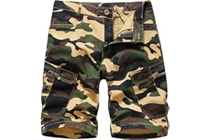 THESOSY Men's Cargo Shorts Multi Pockets Camouflage Shorts Combat Work Half Pants Zipper Button Relaxed Fit Lightweight Casual Cotton Camo Shorts Summer Classic Outdoors Shorts Running Hiking Cargo Trousers