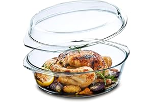 Simax Asador Redondo 3,5 L + Tapa 1,6 L, 26.8 x 26.8 x 9.3 cm, Transparente