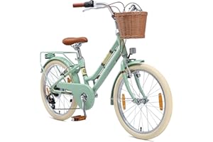 BIKESTAR Vélo pour Enfants en Aluminium à partir de 6-7 Ans | Vélo rétro de Ville 20 Pouces, 7 Vitesses, Panier, Frein en V, vélo hollandais