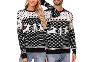 Nieery Pull Noel Famille, Pull Femme Noël Tricoté Festif Pull De Noël Col Rond Pull Tricoté Christmas Top De Noël Homme Femme