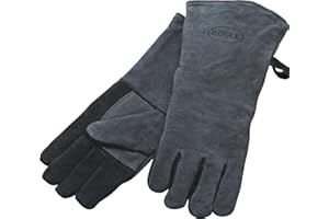 RÖSLE Grillhandschuhe, Hochwertige Lederhandschuhe zum Schutz vor Verbrennungen, Leder, Universalgröße 24/XL, grau/schwarz