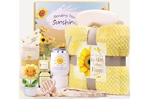 LIVEHITOP Regalo Compleanno Donna, Girasole Regalo Amica Compleanno con Coperta Flanella San Valentino, Festa della Mamma, Natale Originale Regalo Set Mamma Moglie Figlia Fidanzata Collega