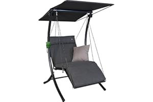‎ANGERER FREIZEITMÖBEL GMBH Angerer Freizeitmöbel GmbH Hollywoodschaukel 1-Sitzer Swing Smart - Gartenschaukel Made in Germany - Schaukel zum Sitzen, Liegen und Entspannen - mit Bett-Funktion - einfache Montage (Grau)