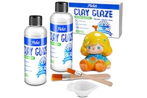 FUCHOI Air Dry Clay Glaze | New Version 2×100ml Transparent Clear High Gloss Clay Glaze Sealant - Anti-Scratch/Wear/Crack Waterproof Air Dry Clay Varnish for DIY Pottery, Acrylic Art, Wood & Polymer Clay