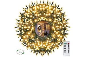 ITMNMNL Luces Arbol Navidad,Guirnalda Luces Exterior 30M 300 LEDs Luces Navidad Exterior 8 Modos Luz,Impermeable luces de navidad Árbol de Navidad,Terraza,guirnalda navidad Conectable,Blanco Calido