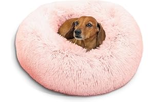 Best Friends by Sheri The Original Calming Donut - Coussin pour Chat/Chien Shag - Fausse Fourrure - Rose - S/58x58 cm