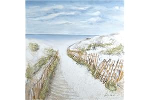 GILDE Bild XL - Weg Dünen-Idylle - Meer - Strand - Gemälde handgemalt in 3D - 100 x 100 cm