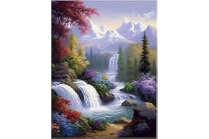LOMSIOY 5D DIY Diamond Painting Rivière Montagne Lune Kits Broderie Diamant Painting Paysage Adulte Complet Peinture Strass Point de Croix Craft pour Maison Décoration Murale 30x40 cm