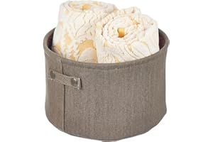 mDesign Cesta de tela con forro y diseño estructurado – Ideal como cesto para baño o como organizador de cosméticos – Práctico organizador de baño pequeño de algodón con asas – marrón