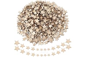xianzhanEU 1000 mini stelle di legno miste, 10/12/15/20 mm, decorazione a forma di stelle in legno, decorazione natalizia per matrimoni, artigianato, fai da te