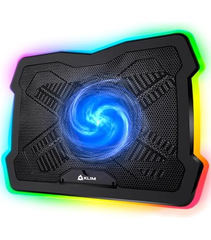 Refroidisseur PC Portable KLIM Cyclone - 5 Ventilateurs, 2200 RPM, Ports USB, Compatible Jusqu'à 19"