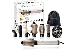 Bellissima Imetec Air Wonder, Spazzola Ad Aria Calda, Tecnologia a Ioni, Spazzole Rivestite In Ceramica e Cheratina, Asciuga, Dona Volume, 8 Accessori, 1000 W, bianco