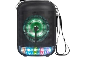 Intempo EE6648BLKSTKEU7 Karaoke Machine -Party Speaker with Wired Microphone, Rechargeable with Micro USB Cable, Wireless Bluetooth Up to 25m, LED Colour Changing Lights, Portable Carry Strap, 50W