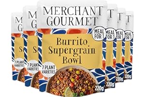 Merchant Gourmet Burrito Supergrain Bowl with Freekeh, Black Beans, Sweetcorn & Chipotle Chilli - Meal for One, High in Protein & Fibre, 7 Plant Varieties (6x 220g)