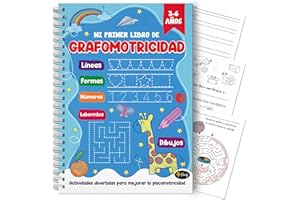 Finoly Mi Primer Libro Grafomotricidad Niños de 3 a 6 años | Cuaderno Trazos y Preescritura | Aprender Actividades y Ejercicios Líneas Formas Números Laberintos Dibujos | Aprender a Leer y Escribir
