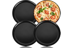 Homikit Pizza Tray Set of 4, 30 cm Stainless Steel Pizza Mould with Non-Stick Coating, Round Pizza Baking Tray for Pizza Baking, Easy to Clean & Non-Toxic & Durable