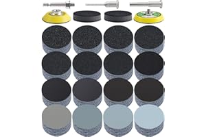 ALPXUXP 160 Pezzi Dischi Abrasivi 75mm,Impermeabili Carta Vetrata Grana 10 x 40/60/80/120/180/240/320/400/600,Con 7 Accessori per Platorelli 75mm