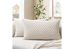 Softalker Kuddfodral 30x50 Beige Vitt 2-pack Kord fyrdig Kuddfodral Kuddfodral Kuddskydd Soffkuddar Prydnadskuddar Soffkuddar