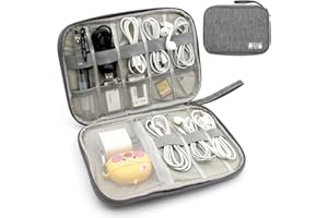 GOEDEKE Travel Cable Organiser - Electronics Accessories Organizer, Gadget Bag for Power Bank, Memory Card, Charger, Hard Disk (Grey)