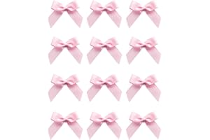 Italian Options Small Grosgrain Ribbon Bows, Self Adhesive Bows for Crafting, Gifts, Sewing, Hair Bow, Wedding Stationery, Floristry, Cakes, Crafts, Decorations, Pale Pink, 12 Pack, 5cm