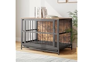 VECOCHO Hundekäfig Möbel, Hundebox Große Hunde,Beistelltisch, Hundehütte Indoor mit 2 Türen, Hochbelastbar Einfache Hundebox für Zuhause, Hundehaus mit Herausnehmbares Tablett,Dog Crate Furniture