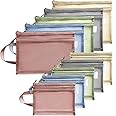 JWWYJ 10 Pcs (A4+A5) Colored Double-Layer Nylon Mesh Zipper Pouch Bags, Toy and Puzzle Storage for See-Through Storage with Handles for School Toy Board Game Storage (5 Colors,10 Pack)
