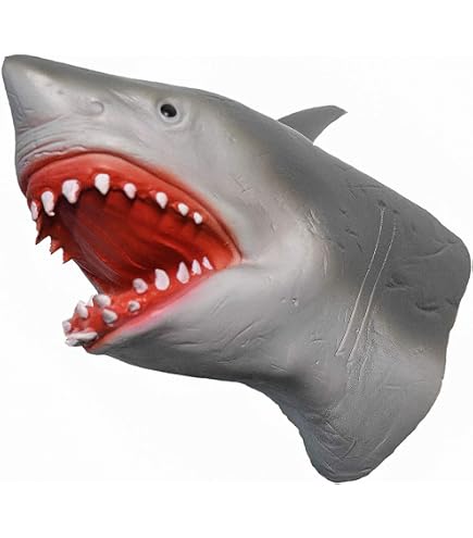 Marionnette à main Requin Megalodon blanc en silicone Marionnette à main Requin Megalodon blanc en silicone