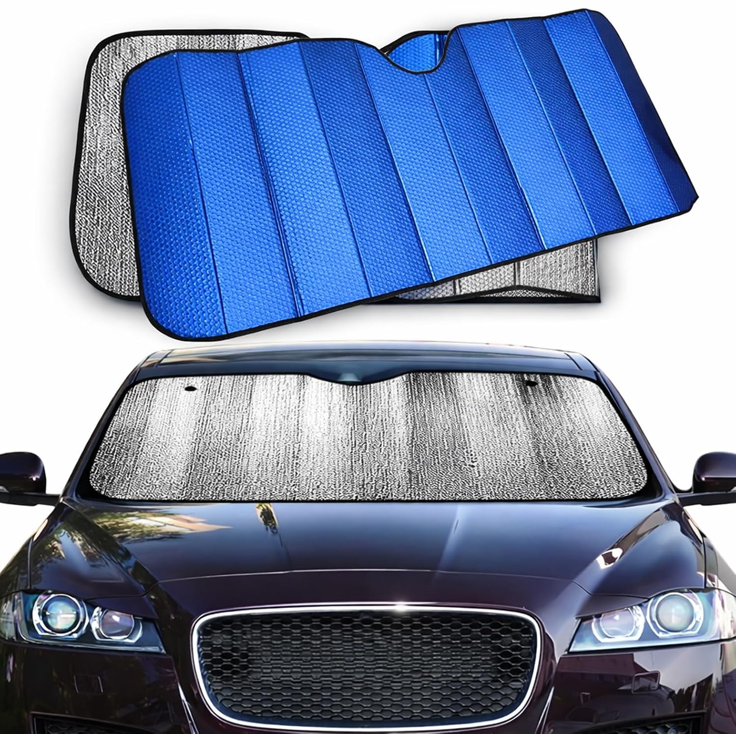 LEIVESTE - Parasole per auto Parabrezza interna pieghevole con elastici e ventose, coperture per sole contro i raggi UV (Blu)