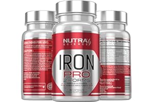 NUTRA SCIENCE Iron PRO Complex (Dual Action Iron 2 Forms) Bisglycinate & Gluconate 2-in-1 Complete Iron Tablets Supplement High Strength with Vitamin C, B12, B9, B6, Copper – 90 Vegan Capsules Ferrous