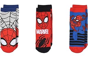 PALLEON Lot de 3 paires de chaussettes Spiderman pour garçon - En ABS - Pour l'hiver